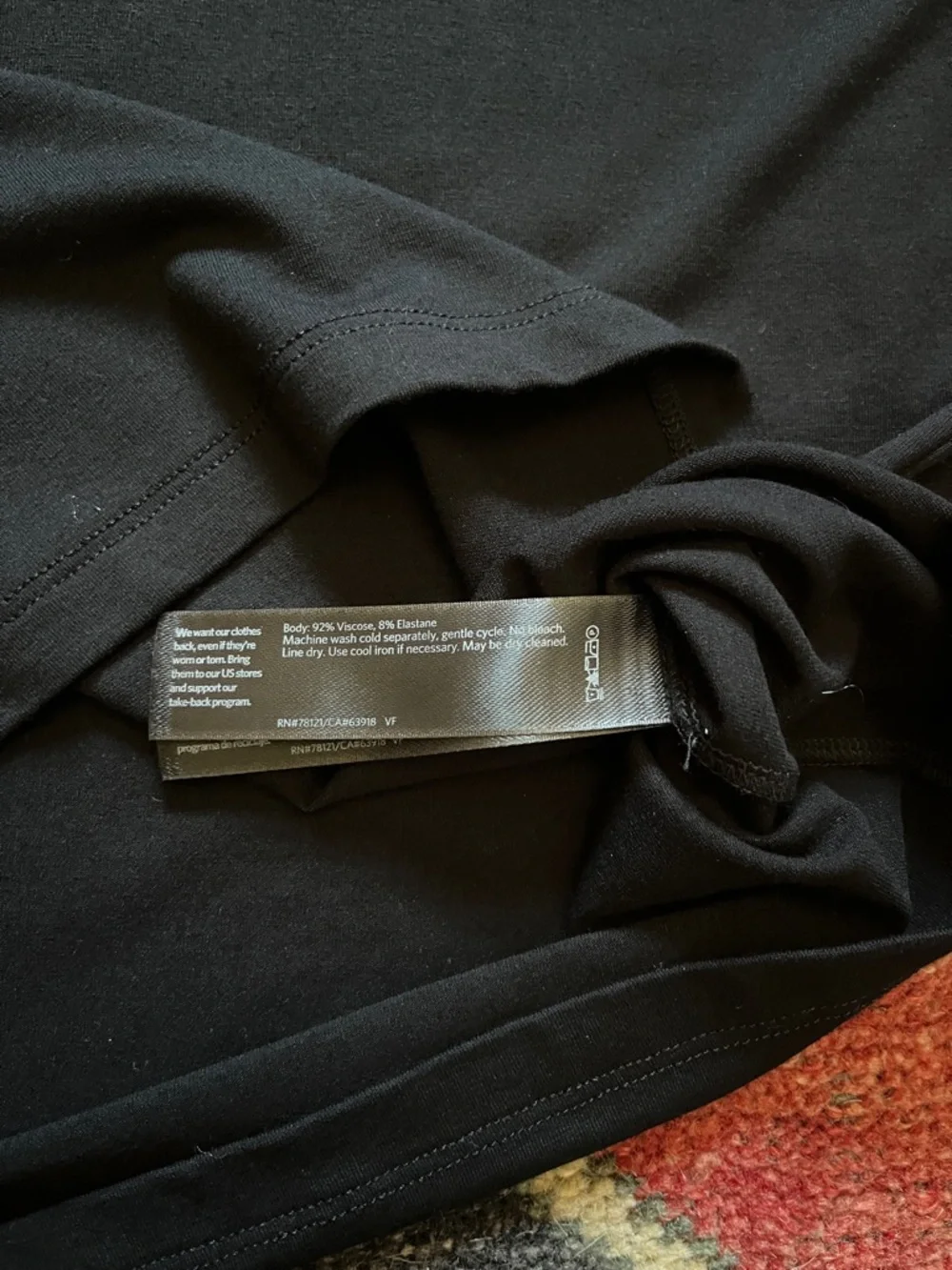 Eileen Fisher Women’s Petite V-neck, long sleeve dress in Black - Picture 6 of 6